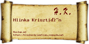 Hlinka Krisztián névjegykártya